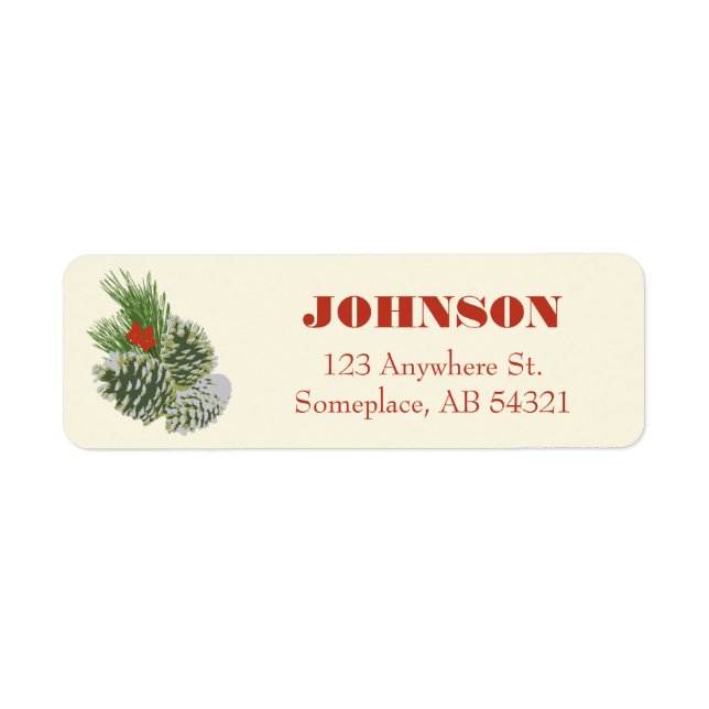 Pinecones & Berries Christmas Holiday Labels (Front)