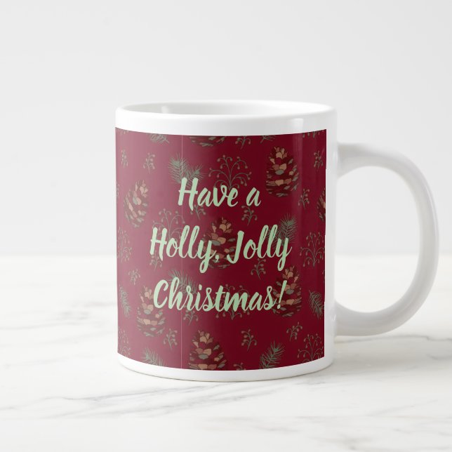 Pinecones & Berries Holly Jolly  Large Coffee Mug (Right)