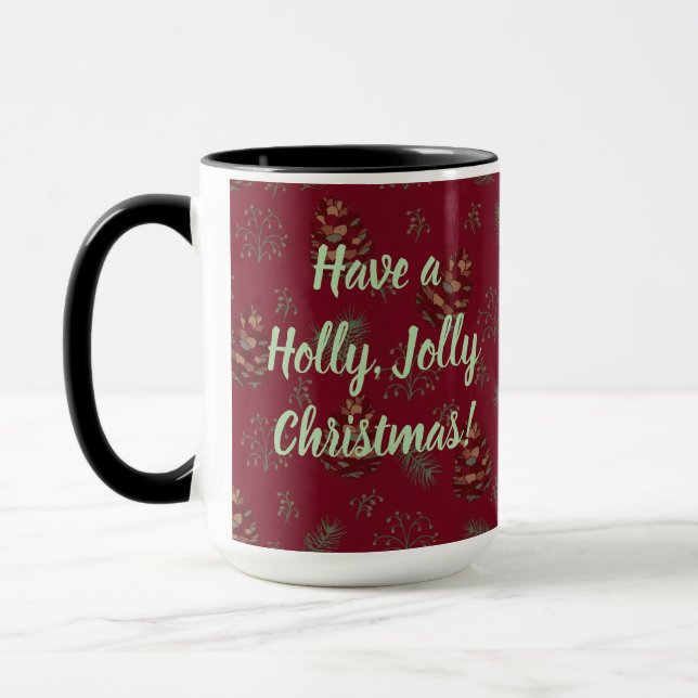 Pinecones & Berries Holly Jolly Mug (Left)