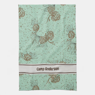 Pinecones Cabin Tea Towel