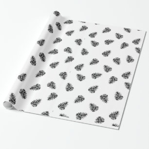 Pinecones in Black and White Wrapping Paper