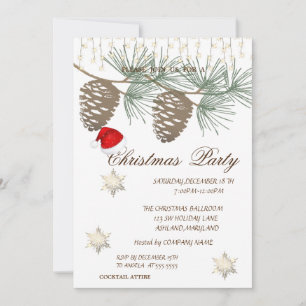 Pinecones ,Snowflakes Christmas Corporated Invitation