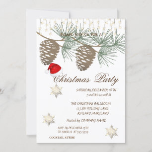 Pinecones ,Snowflakes Christmas Corporated Invitation