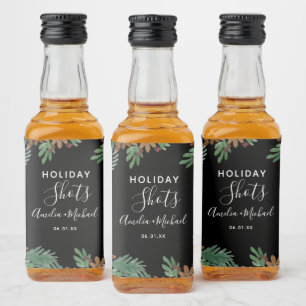 Pinecones Watercolor Greenery Christmas Liquor Bottle Label