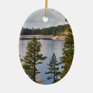 Pinecrest Lake California in August Ceramic Tree Decoration