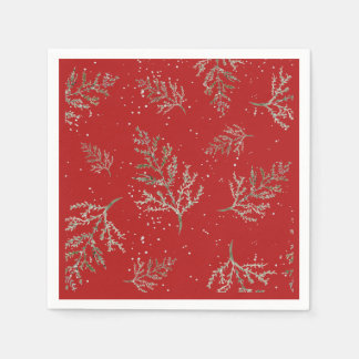 Pinery and Red with Snowfall Napkin