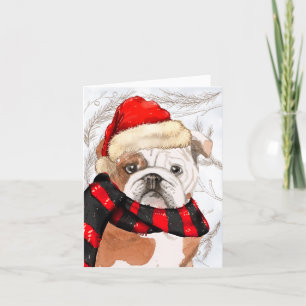Pines and an English Bulldog Christmas Holiday Card