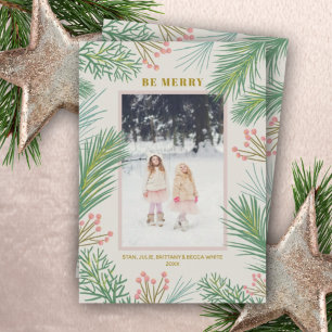 Pines Berries Christmas Photo Holiday Card
