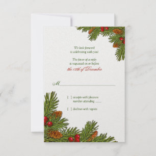 Pines Boughs Holiday Winter Wedding RSVP Card