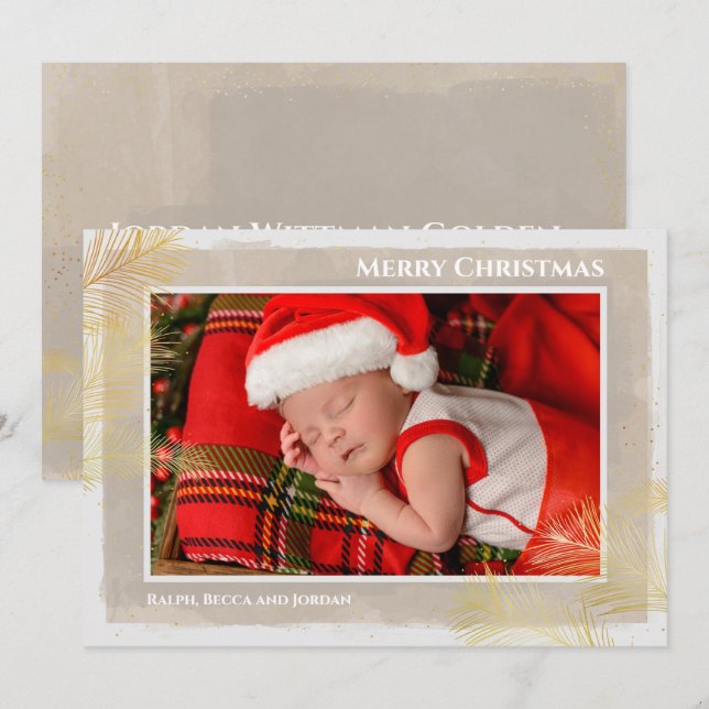 Pines Christmas Holiday Photo Birth Announcements (Front/Back)