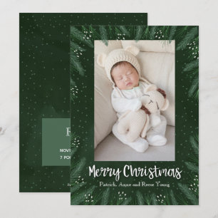 Pines Christmas Holiday Photo Birth Announcements
