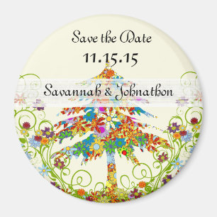 Pines Flower Tree Wedding Magnet