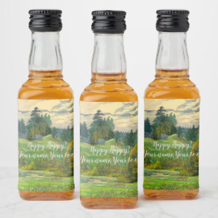 Pines painting liquor bottle label
