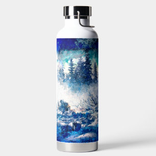 Pines Snowstorm Artistic Water Bottle
