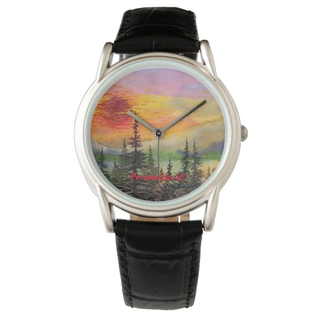 Pines & sunset clouds on "Highland Scenic Highway" Watch (Front)