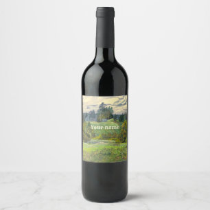 Pines watercolor wine label