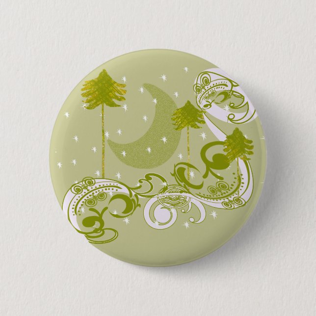 Pines with Moon-Customise Change BackGround Colour 6 Cm Round Badge (Front)