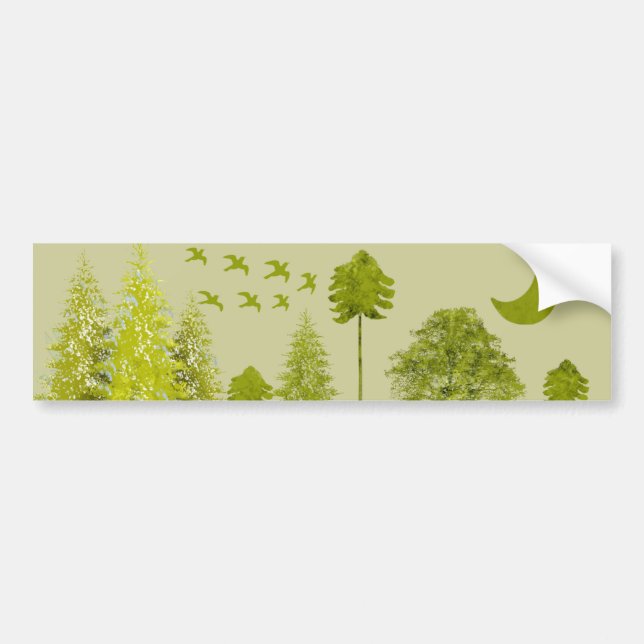 Pines with Moon-Customise Change BackGround Colour Bumper Sticker (Front)