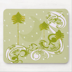 Pines with Moon-Customise Change BackGround Colour Mouse Mat