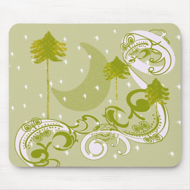 Pines with Moon-Customise Change BackGround Colour Mouse Mat (Front)