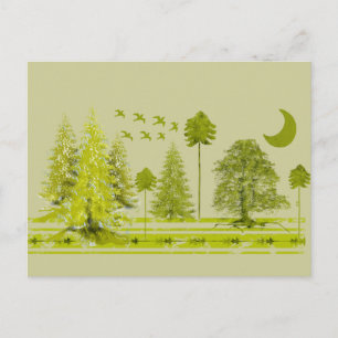 Pines with Moon-Customise Change BackGround Colour Postcard