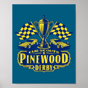 Pinewood derby cub scouts chequered flag racing poster