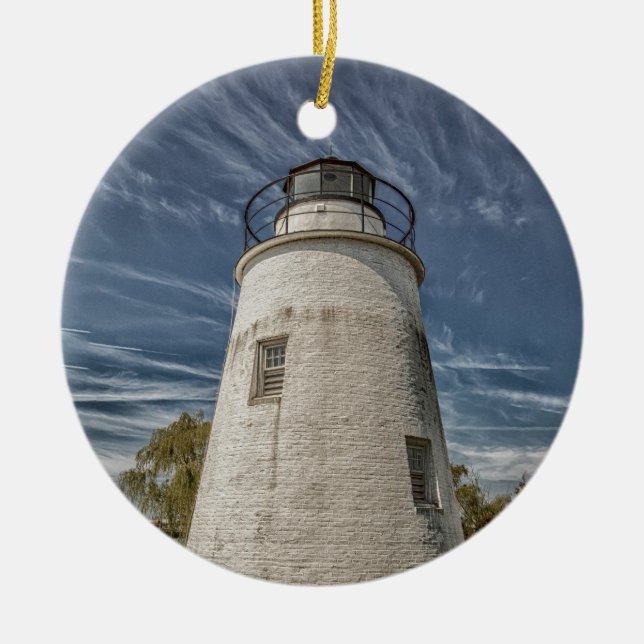 Piney Point Lighthouse Ceramic Tree Decoration (Front)