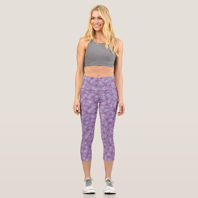 Pineywoods Geranium Seamless Pattern Capri Leggings (Front)