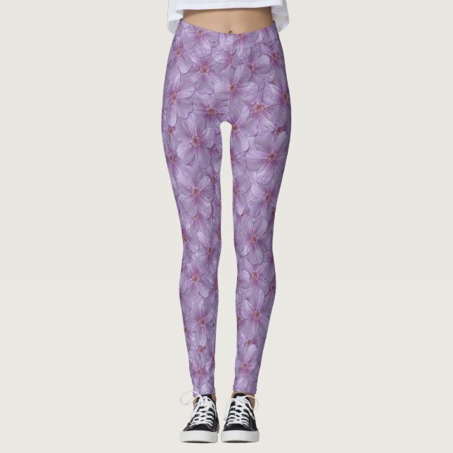 Pineywoods Geranium Seamless Pattern Leggings (Front)
