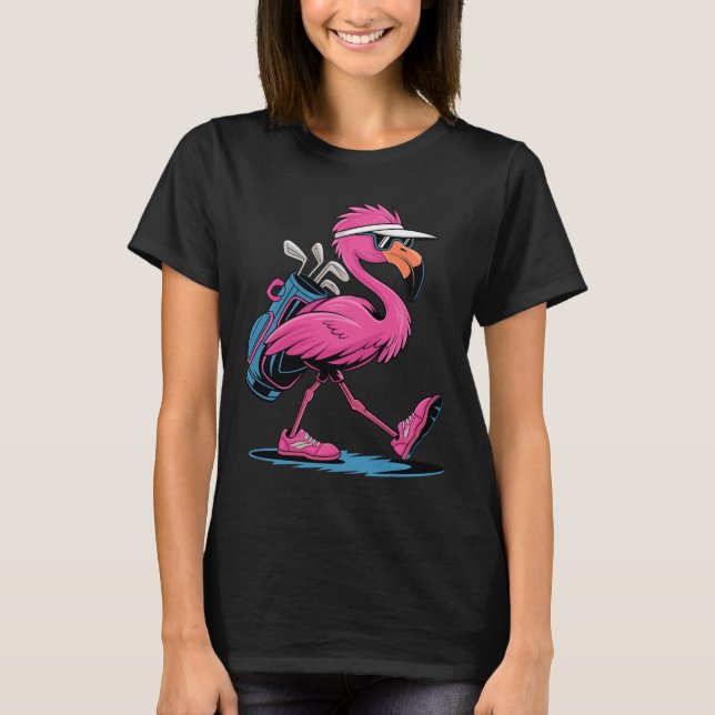Ping Flamingo Golf Sungles Woman Ladies Men Golf L T-Shirt (Front)