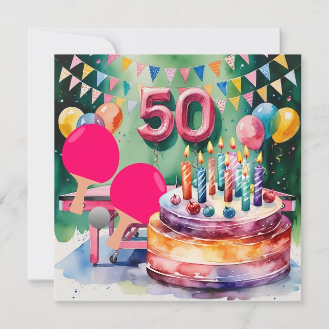  Ping pong 50th Birthday  Card (Front)