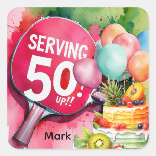 Ping Pong 50th Birthday Square Sticker