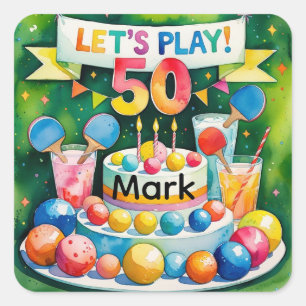 Ping Pong 50th Birthday Square Sticker
