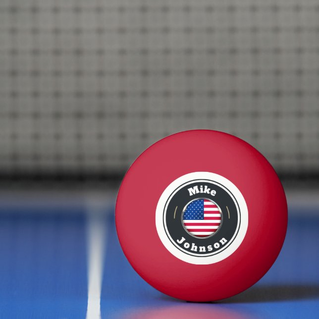 Ping Pong Ball -  Custom American Flag add name (Net)