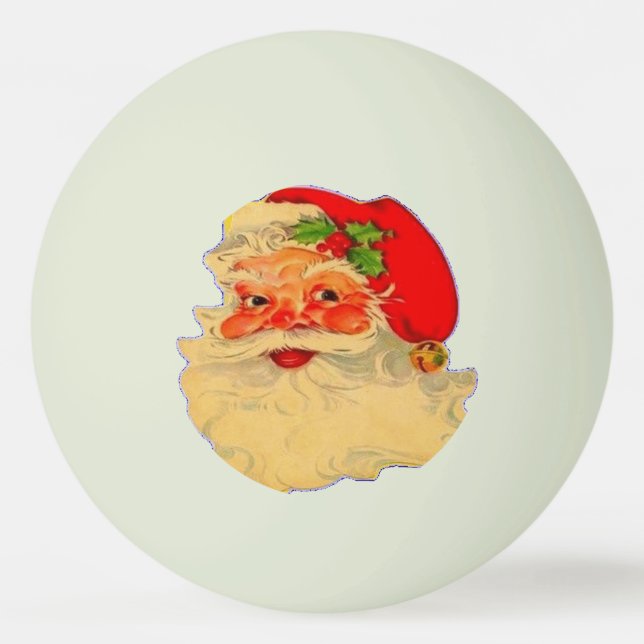Ping Pong Ball – Santa – Glow in the Dark Green. (Front)