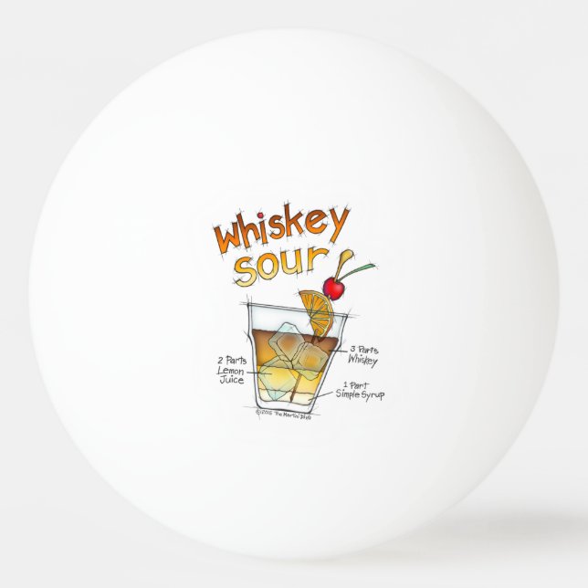 PING PONG BALLS- WHISKEY SOUR RECIPE COCKTAIL ART BALL (Front)
