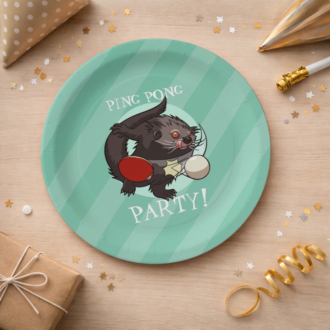 Ping Pong Binturong Table Tennis Player Bearcat Paper Plate (Creator Uploaded)