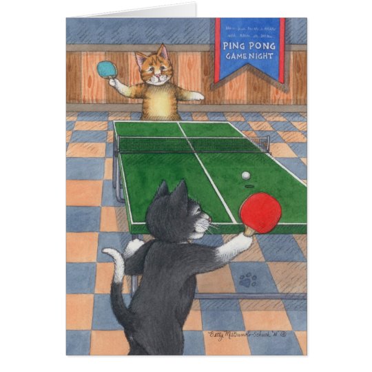 Ping Pong Cats Birthday Bud & Tony Notecard