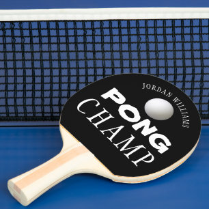 PING PONG CHAMP Personalised Editable Black Paddle