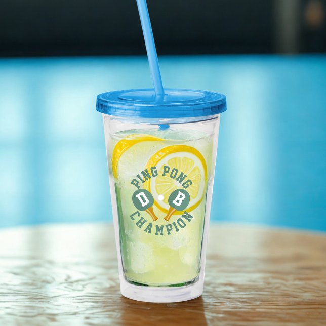 Ping Pong Champion Personalised Acrylic Tumbler (For the Ping Pong Champion in your life. Just add their initials on the paddles and name on the back)