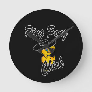Ping Pong Chick #4 Round Clock