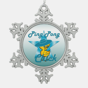 Ping Pong Chick #7 Snowflake Pewter Christmas Ornament