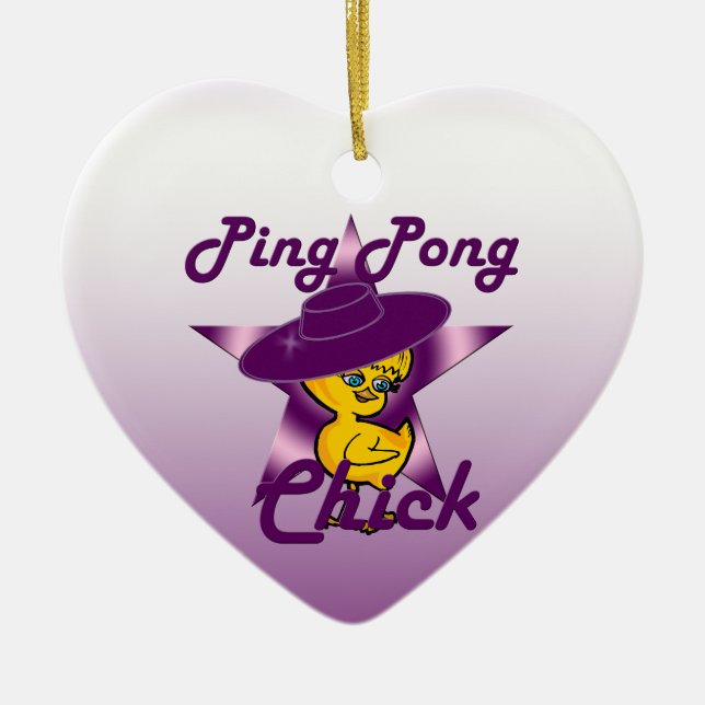 Ping Pong Chick #9 Ceramic Tree Decoration (Front)