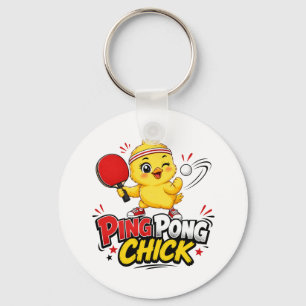 Ping Pong Chick Cute Table Tennis Design Key Ring