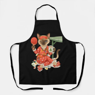 Ping Pong Christmas themed for cat lovers Apron