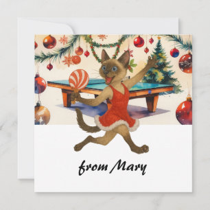 Ping Pong Christmas themed for Cat Lovers Holiday Card