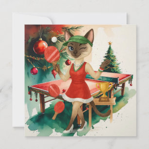 Ping Pong Christmas themed for Cat Lovers Holiday Card