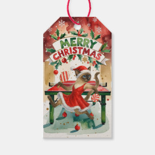 Ping Pong Christmas Themed for Siamese Cat Lovers Gift Tags
