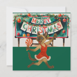Ping Pong Christmas Themed for Siamese Cat lovers Holiday Card