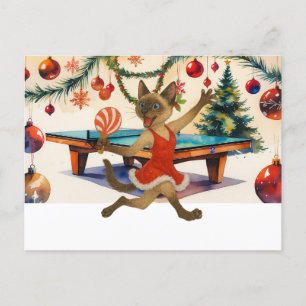 Ping Pong Christmas Themed for Siamese Cat lovers Holiday Postcard